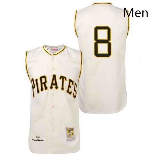Mens Mitchell and Ness 1960 Pittsburgh Pirates 8 Willie Stargell Authentic Cream Throwback MLB Jersey